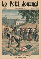 Wydarzenia z Meksyku, strzelanie do trzech Amerykanów, ilustracja na okładce z „Le Petit Journal”, dodatek illustre, 10 maja 1914