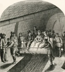 Wycieczka w kanałach paryskich, z „French Pictures” ks. Samuela G. Greena, opublikowana w 1878 r. (lito)