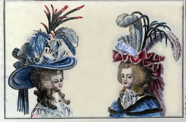 Moda XVIII wieku: fryzury i kapelusze Francuzek około 1787 roku