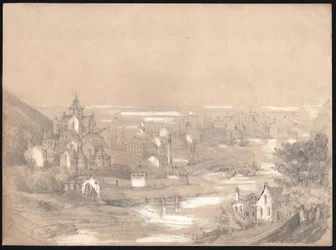 Fecamp, Francja. (rysunek