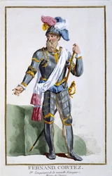 Fernand Cortez (1485-1547), rytowany przez Pierre