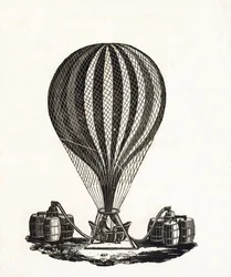 Napełnianie balonu na ogrzane powietrze gazem, ok. 1790 (drewno)