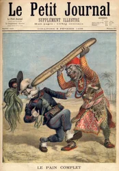 Pierwsza wojna włosko-etiopska - Karykatura Francesco Crispi (1818-1901) i klęska armii włoskiej podczas oblężenia Makalle w Etiopii - w „Le Petit Journal” z 09.02.1896 (rycina)