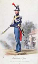 Żandarm stóp, grawerowany przez złoczyńcę, c.1830