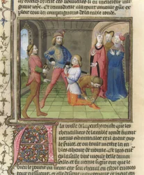Fr.120 f.522v Rycerz Lancelota z Historii Lancelota w La Quite de Saint Graal
