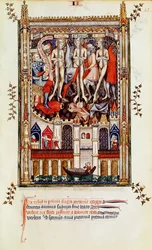 Fr 2092 f.42 Trzecie biczowanie św. Denisa i jego towarzyszy, z Vie de St. Denis, 1317