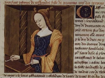 Fr 599 f.29 Cassandra grająca na cytrze, z „Des Cleres et Nobles Femmes