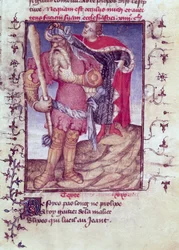 Fr 606 f.11 Ulisses przebijający oko Cyklopa, z Epitre dOthea, autorstwa Epitre Master, c.1406