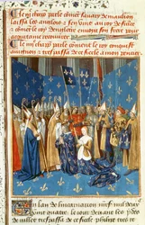 Fr 6465, fol. 247v Koronacja Ludwika VIII (1187-1226) i Blanki Kastylijskiej w Reims w obecności króla Jerozolimy