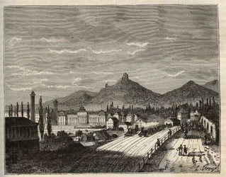 Francja, Alzacja, Bas-Rhin (67), Saverne: Banks of the Zorn, stary zamek Château du Haut Barr zbudowany na skałach - rycina w „Ilustracja Francji: geografia, historia, administracja statystyczna” autorstwa V.A. Słodowo-Brązowy. 1884