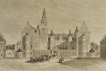 Zamek Frederiksborg, Hillerod, Dania, lata 50. XIX wieku, z „Le Tour du Monde”, wyd. Paryż, lata 60. XIX wieku