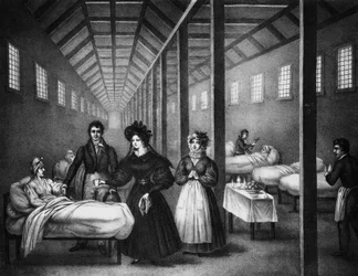 Francuska królowa Marie Amelie w szpitalu, czerwiec 1832 (rycina)
