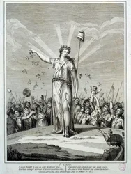 Rewolucja Francuska: „O liberte” hołd wolności. Grawerowanie XVIII-wiecznego Paryża, Musee Carnavalet