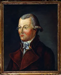 Rewolucja Francuska: „”Portret księgarza i redaktora Journal de Versailles Blaizot, który opublikował relacje z États Generaux””Malarstwo szkoły francuskiej. 18 wiek