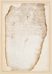 Francuski plan bitwy poprzedzający bitwę pod Agincourt, sporządzony przez marszałka Boucicault, kapitana Normandii i innych. W dniach 13-21 października 1415 (tusz na papierze)