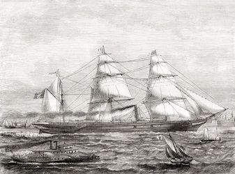 Francuski transatlantycki liniowiec parowy Pereire (1866-1888), z Les Merveilles de la Science, wyd. 1870