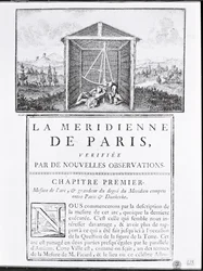 Strona tytułowa pierwszego rozdziału La Meridienne de Paris autorstwa Cesara-Francoisa Cassiniego de Thury, 1744