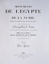 Frontyspis I tomu Monuments de lEgypte et de la Nubie artysty, wydany w Paryżu przez Firmin-Didot, 1835