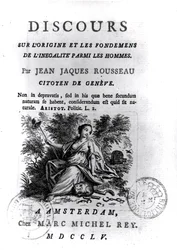 Frontyspis do dyskursu o pochodzeniu i podstawach nierówności wśród ludzi Jean-Jacques Rousseau (1712-78) c.1755