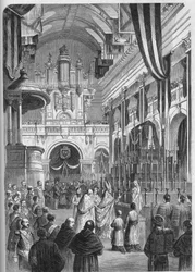 Pogrzeb Marechala Pelissiera (1794-1864), księcia Malakoff: słynne nabożeństwo pogrzebowe w kościele Inwalidów, 9 czerwca