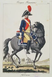 Żandarm na koniu, 1807 (kolor grawerunek)
