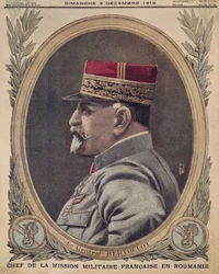 Generał Berthelot, szef francuskiej misji wojskowej w Rumunii, ilustracja na okładce z Le Petit Journal, dodatek ilustr., 3 grudnia 1916