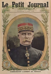 Generał Petain dowodzący armią Verdun, ilustracja na okładce z Le Petit Journal, dodatek illustre, 9 kwietnia 1916
