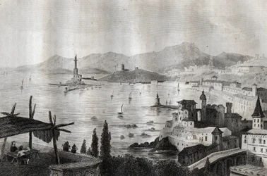 Genova - Genes - Genoa - Grawer z „” Malownicze Włochy”” autorstwa M. de Norvins, Ch. Nodier 1834-1836.