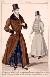 Zimowe płaszcze dżentelmenów, z kostiumów Parisiens 1779