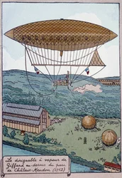 Powietrzny aerostat parowy Giffarda nad parkiem Chalais