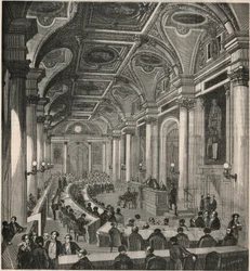 Duża sala konferencyjna w Radzie Stanu w Paryżu - Grawerowanie w „Tableau-de-Paris” autorstwa Edmonda Texiera 1852