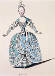 Strój grecki dla chóru w Scanderbegu, faksymile A.Guillaumota fils, 1763 (rycina ręcznie kolorowana)