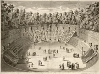 Gaj Salle du Bal, Wersal, z planów, profili i elewacji miast i pałaców wersalskich, ryty przez Lucasa, opublikowany ok. 1715