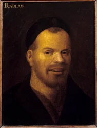 Głowa fantazji, kiedyś zidentyfikowana jako Francois Rabelais (1494-1553). Malarstwo Szkoły Francuskiej. 16 wiek. Ciemny. 0,32x0,22m. Wersal. Musee Du Chateau de Versailles et du Trianon - Fantazyjna głowa dawniej określana jako Francois Rabelais (1494-155