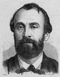 Henri Giffard (1825-1882) francuski wynalazca aerostatu parowego, grawerowanie