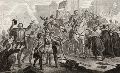 Henryk IV (1553-1610) wjeżdża do Paryża w 1594 r., z „Histoire de France” Colarta, wydanej ok. 1840 r.