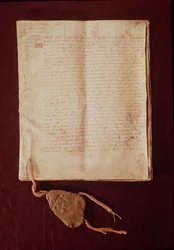 Henryk IV, z Bożej łaski król Francji i Nawarry, pierwsza strona z "Edyktu z Nantes", 1598 (zob. też 166021) (tusz na papierze)