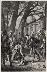Henryk III i Henryk z Nawarry przyszli Henryk IV spotykają się w Plessis-les-Tours 30 kwietnia