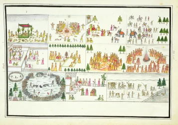 Festiwale hinduskie, w tym Dasehra, Diwali i Holi z albumu The Gentil, opublikowanego w 1774 r.