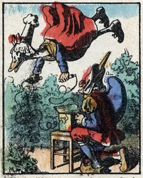Historia dr Pulcinelli (Polichinelle). Drzeworyt Imaging Pellerin - Epinal, sd. Koniec XIX wieku.