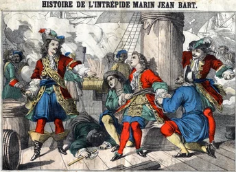 Historia nieustraszonego marynarza Jeana Barta Jean Barta (1650 - 1702), francuskiego korsarza. Obrazowanie epinal z końca XIX wieku.