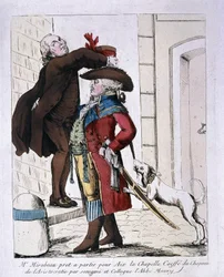 Honore Gabriel (Honore-Gabriel) Riqueti, hrabia Mirabeau (1749-1791) w kapeluszu arystokracji autorstwa księdza Maury przygotowuje się do wyjazdu do Akwizgranu, koniec XVIII wieku