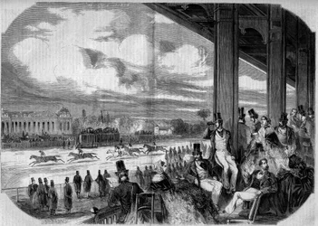 Wyścigi konne na hipodromie Chantilly w 1858 roku.