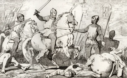 Hugh Capet (941-96) pojmuje Karola Lotaryńskiego, z "Histoire de France" Colarta, opublikowanej ok. 1840 r.