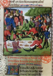 Obiad myśliwski, z Księgi myśliwskiej Gastona Phebusa de Foix (1331-91)
