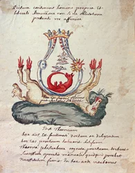 Ilustracja z Klucza do wielkiej nauki o nieznanym dziele filozoficznym, czyli wiecznej odnowie rzeczy w gniciu (atrament i toaleta na papierze)