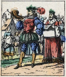 Ilustracja do bajki Charlesa Perraulta „Kopciuszek albo mały szklany pantofelek”. Drzeworyt Imaging Pellerin - Epinal, sd. Koniec XIX wieku.