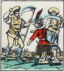 Ilustracja do bajki Charlesa Perraulta „Kot Botte”. Drzeworyt Imaging Pellerin - Epinal, sd. Koniec XIX wieku.
