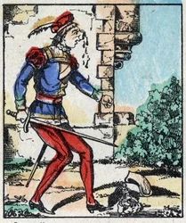 Ilustracja do bajki „Przygody Grand Flandrin”” Drzeworyt z Imaging Pellerin - Epinal, sd. Koniec XIX wieku.