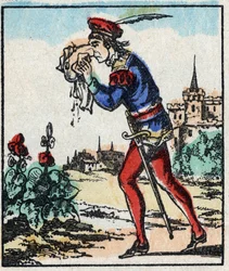 Ilustracja do bajki „Przygody Wielkiej Flandrii”” Drzeworyt z Imaging Pellerin - Epinal, sd. Koniec XIX wieku.